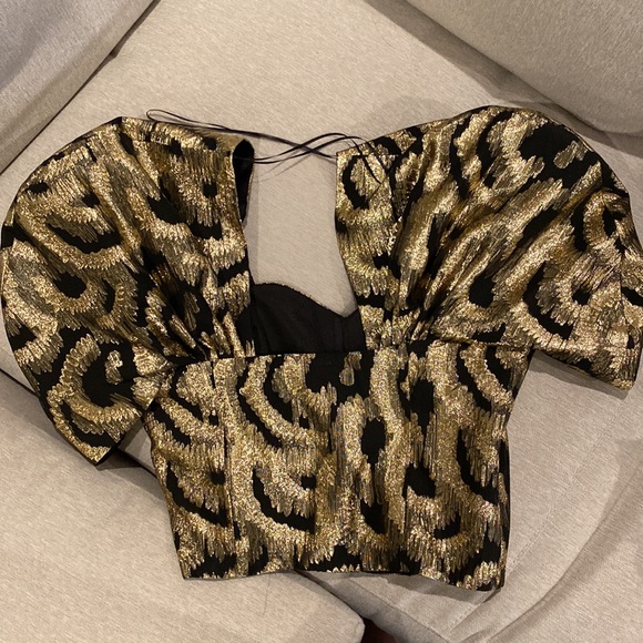Zara Gold Brocade Top - Picture 4 of 6